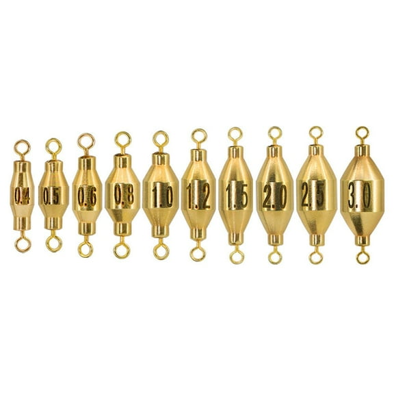 CENL 10pcs Fishing Brass Sinker With Inner Swivel Inline Weights Swivel Weights