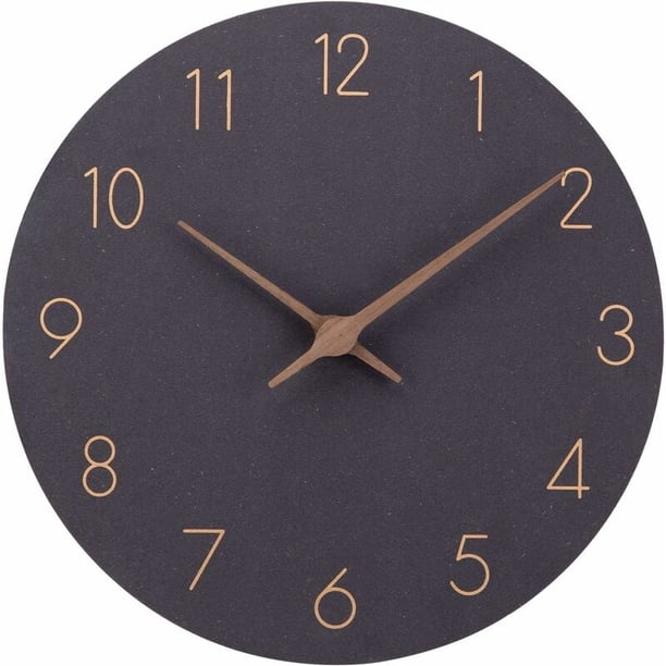 Reloj elegante sin marco, movimiento de cuarzo silencioso, reloj de pared de estilo moderno que funciona con pilas con movimiento de barrido para espacios decorativos del hogar (negro, 30 cm)