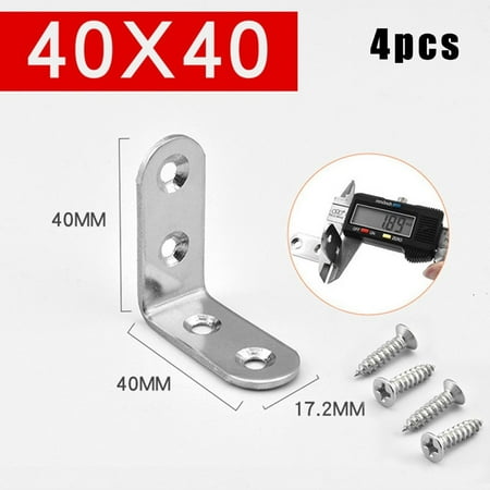 

BAMILL 4pc Stainless Steel Corner Braces Brackets Right Angle L-Shape Brace Brackets