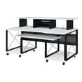 thumbnail image 1 of ACME Megara Storage Rectangular Music Desk with Metal Frame in White and Black, 1 of 7