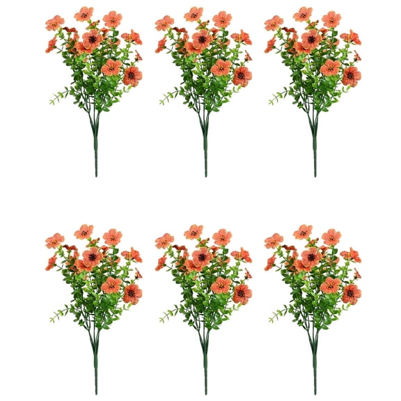 LHWEN Artificial Garland Silk Garcinia Flowers Green Leaves Artificial Fall Flowers For Outdoors Orange Mums Autumn Plants Lifelike Silk Daisy For Outside Home Planter Front Porch Patio Thanksgiving