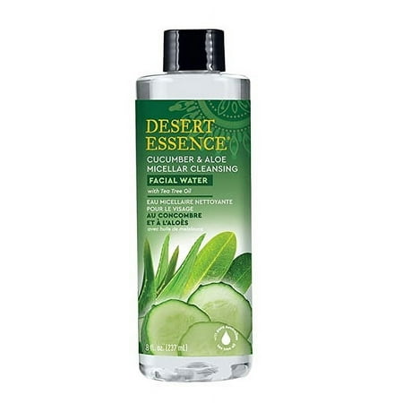 Desert Essence Cucumber and Aloe Micellar Cleansing Facial Water, 8 Oz, 2 Pack