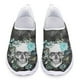 thumbnail image 1 of Zapatos planos con estampado de rosas y calaveras aterradoras para niñas, zapatillas antideslizantes de alta calidad para exteriores, zapatos casuales de moda versátiles de verano, 1 of 5