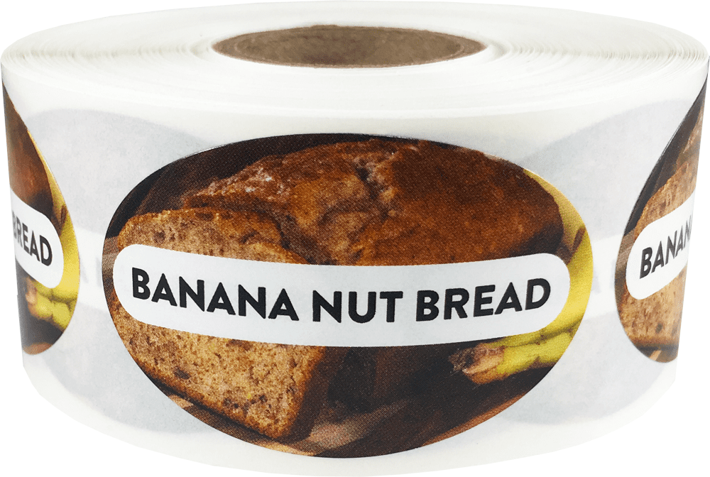 Banana Nut Bread Grocery Store Baking Food Labels | 1.25 x 2" inch Oval ...