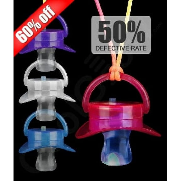 LED Light Up Novelty Pacifier Necklace - Party Favors for Kids - Assorted Colors