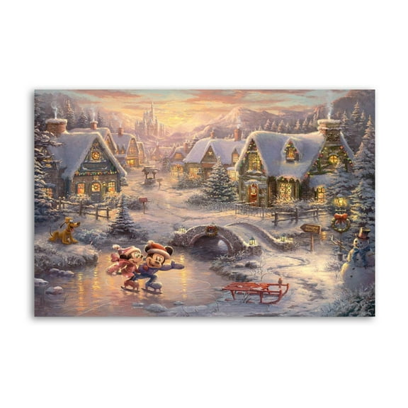 Mickeys And Minnie Christmas Sweetheart Holiday Posters Art Print Wall Photo Paint Poster Hanging Picture Family Bedroom Decor Gift 16x24inch(40x60cm)