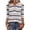 Blue, variant on Womens Striped Print Tops V Neck 3/4 Sleeve Henley Half-Button Gathered Bust Lightweight Casual Everyday Blouses Brown XXL