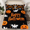 thumbnail image 2 of Manfei Happy Halloween Twin Sheet Sets,Lovely Pumpkin Lantern Twin Fitted Sheet,White Black Orange Flat Sheet For Girl Kids,Super Cozy Room Decor,3pcs, 2 of 7