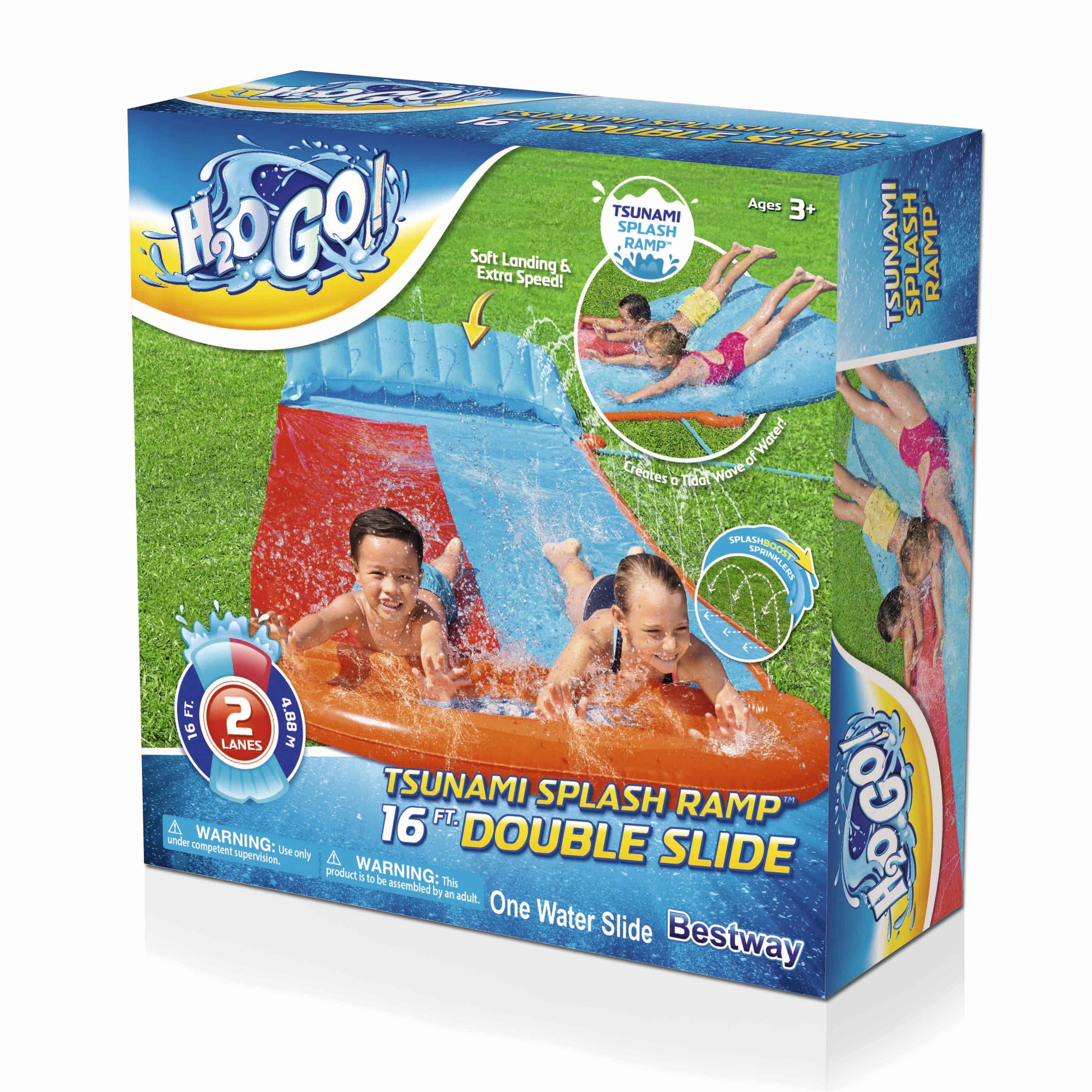 WATER RAMPAGE LITTLEMONSTER 5’10 美品 H2OGO! Child Double Lane Water Slide with Tsunami Splash