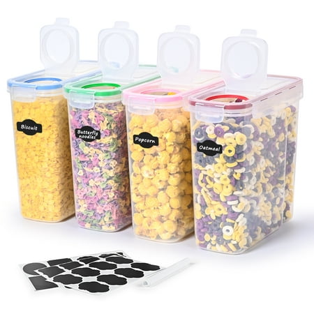VATENIC Airtight Food Storage Containers Set, 4 PCS Cereal Dispenser for Kitchen Organization and Storage ,BPA Free Rubbermaid Flour Container(4L/135.2 oz)