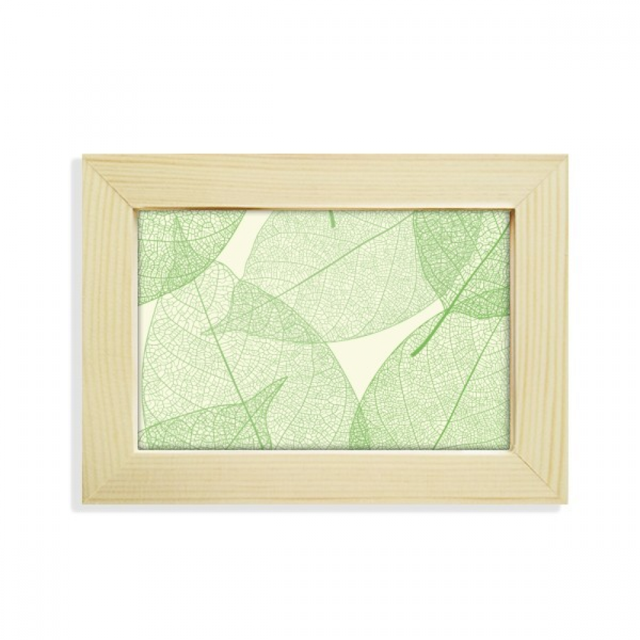 Verde blanco Patron hojas de ilustración Escritorio de madera Arte Pintura 5x7 pulgadas marco de foto foto