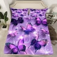 thumbnail image 2 of Manfei Kawaii Butterfly Twin Sheet Sets,Dreamy Theme Twin Fitted Sheet,Purple Black Flat Sheet For Girls Teens,Ultra Soft Home Decor,3pcs, 2 of 7