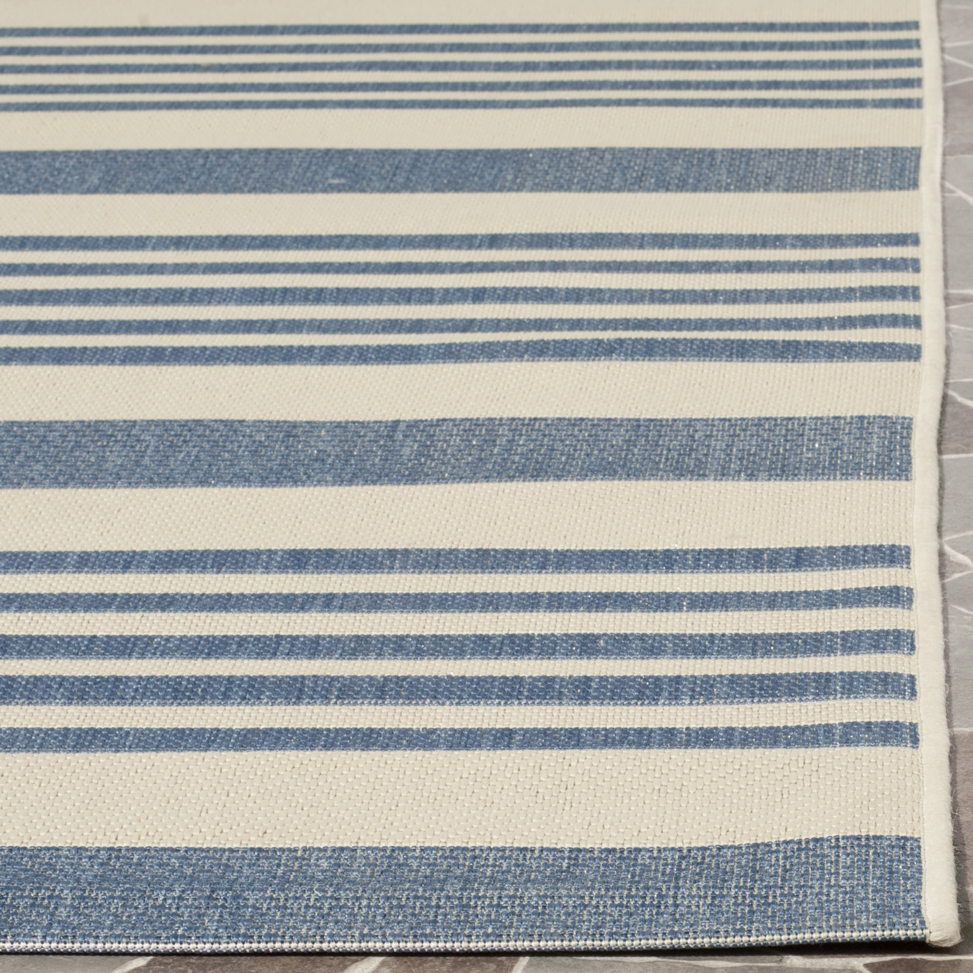 Safavieh Courtyard Caroline Striped Indoor/Outdoor Area Rug, Beige/Blue, 8' x 10'