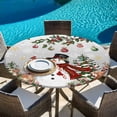 thumbnail image 6 of Grey Christmas Snowman Round Tablecloth, Fitted Table Cover with Elastic for 55"-60" Round Tables, Xmas Snowflake Elk Tree Balls Table Cloth Outdoor Indoor Dinning Party Waterproof Tablecloths, 6 of 7
