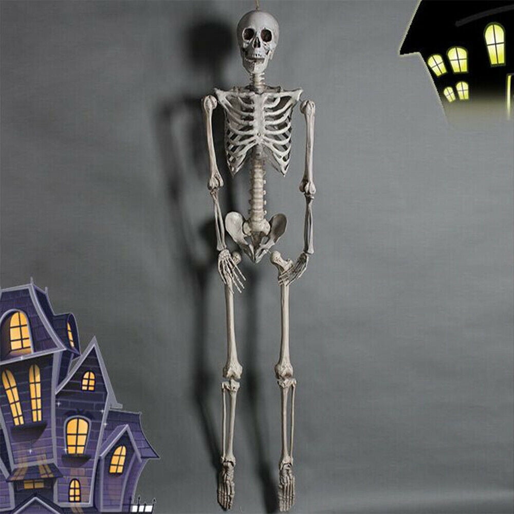 Posable Full Life Size Skeleton Halloween Party House Hunted Prop Decor Park 