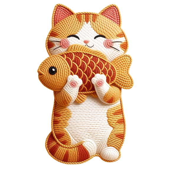 Indoor Cat Scratcher Mat Vertical Wall Mount Scratching Pad Space Saving Cat Claw Grinding Toy Indoor Activity Practical Furniture Protector Cat Daily Stretching Scratching Behavior Orange - 80x50cm
