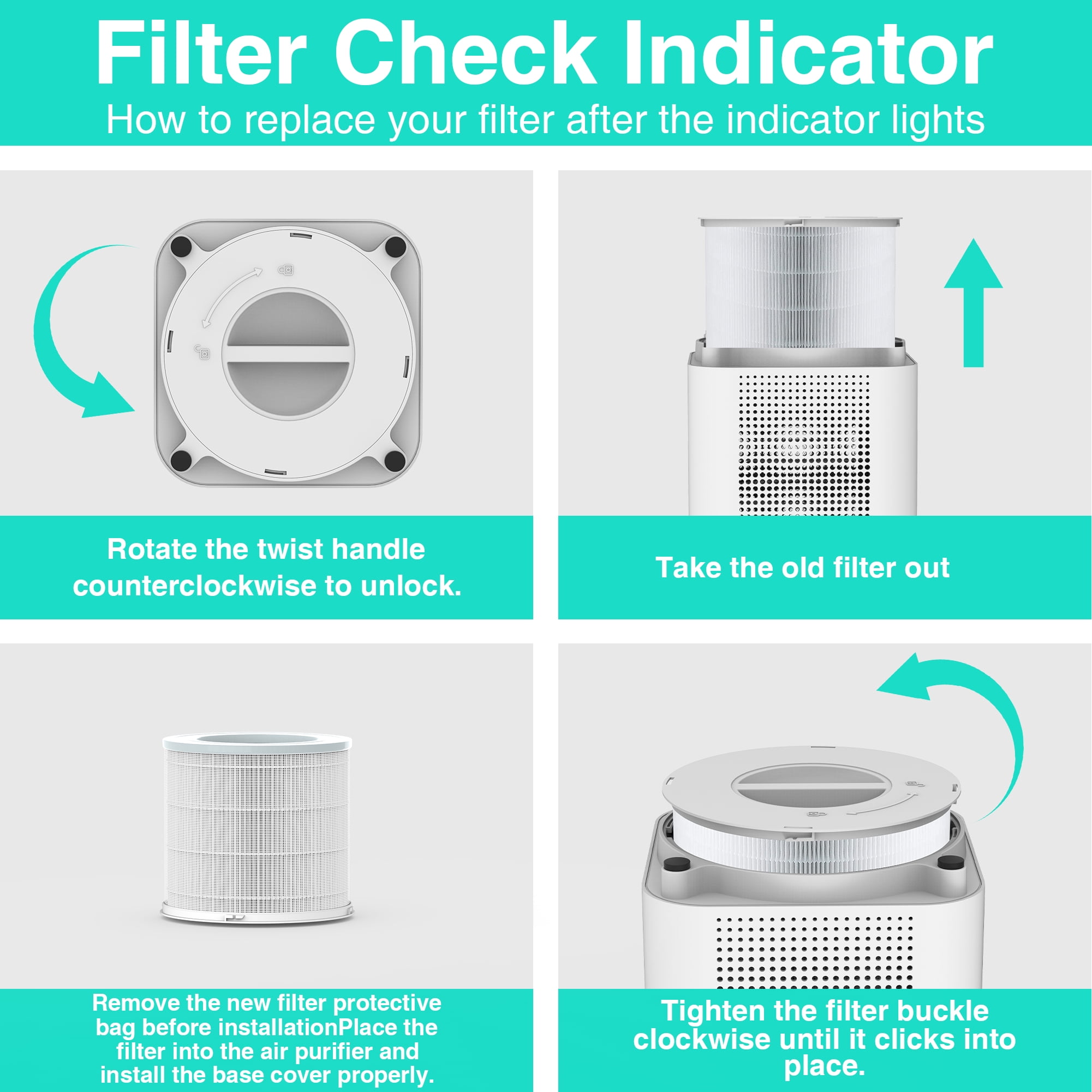 Replacement HEPA Air Purifier Filter for Airfire Air Purifier AP302 CADR 300+, Original