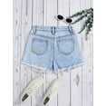 thumbnail image 5 of Girls' Denim Shorts Collection – Bow Embroidered / Distressed Ripped / Allover Bow Print High Waisted Denim Shorts for Kids Summer Casual Wear, 5 of 7