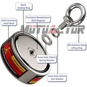 MUTUACTOR Neodymium Fishing Magnet 2400LBS Heavy Duty with Grappling Hook and 49 Feet(15m) Durable Rope, Strong Powerful Retriving Magnet with Gloves and Safty Box for Treasure Hunt in River, Lake