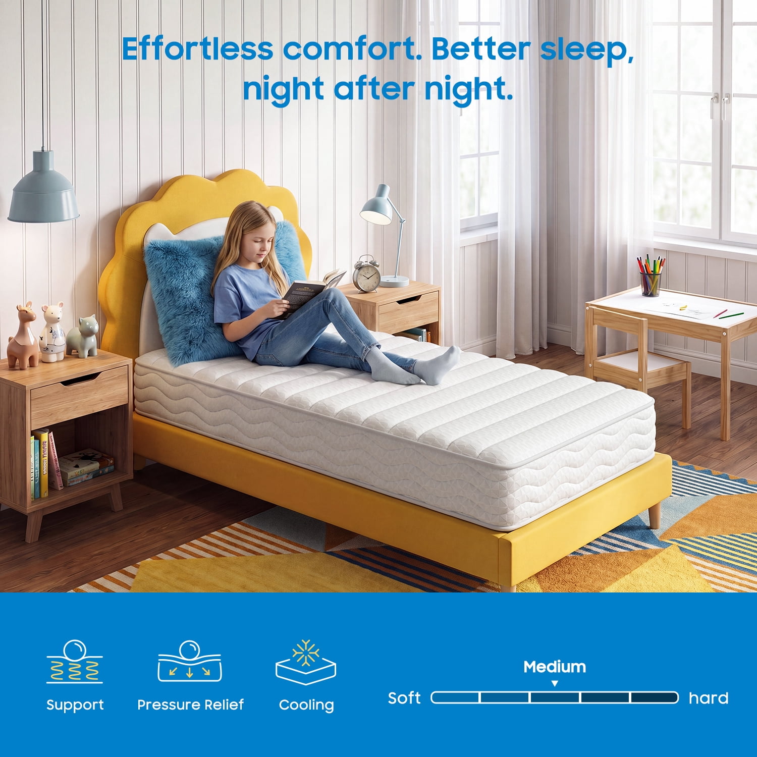 Bedstory 8" Twin Memory Foam Mattress, Tight-Top Medium Firm Pocket Springs Mattress for Cool Night & Pressure Relief