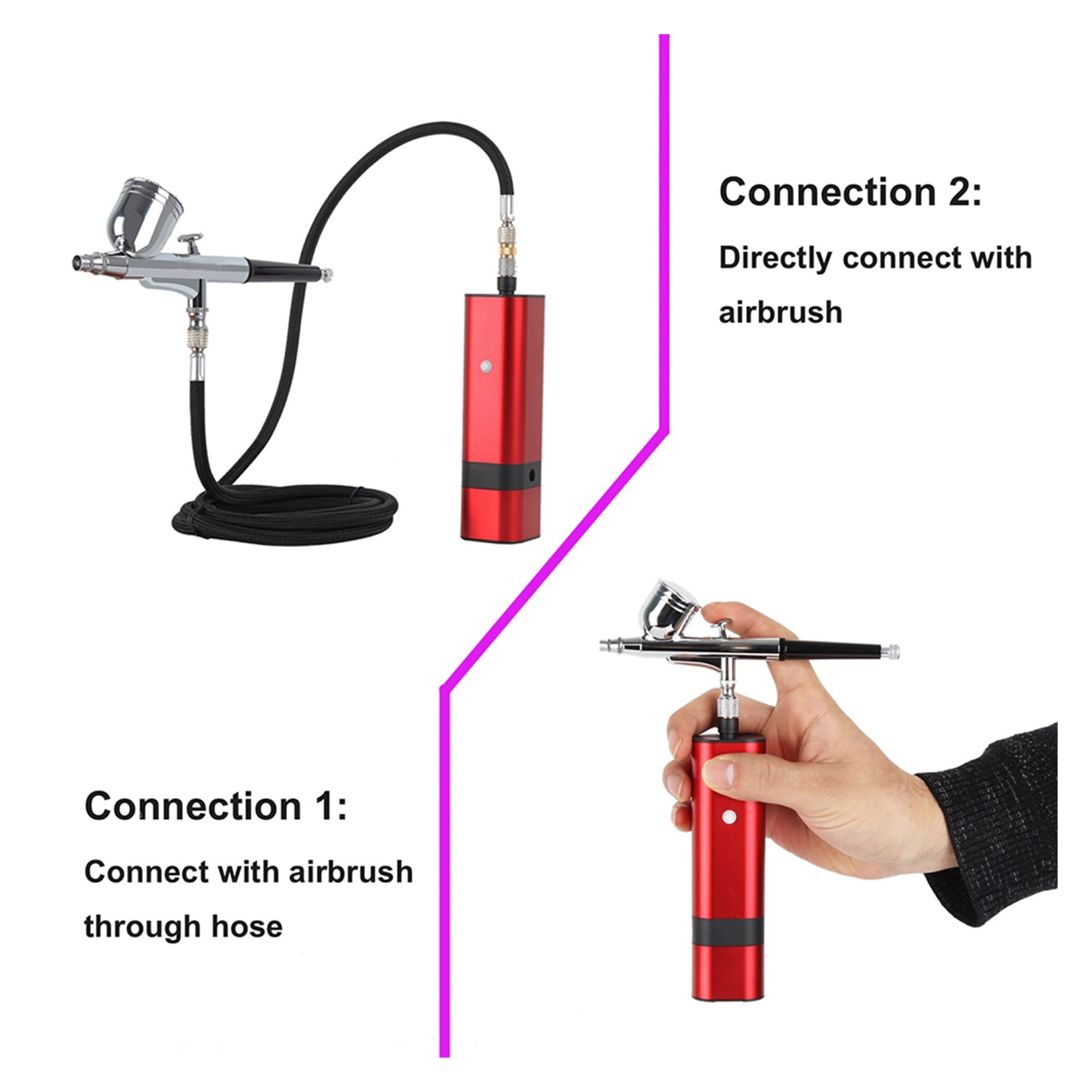 Rechargeable Airbrush Kit with Gravity Type Spray Gun for Art Model Body Paint Artist Makeup Nail Tattoos Cake Tools ,Ingeniously Designed