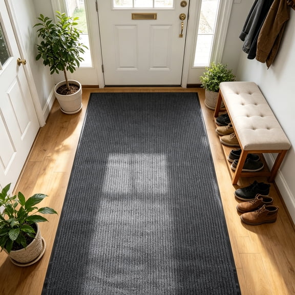WANLISELL 3 x 16.4 ft Commercial Carpet, Non-Slip Runner Rug Utility Rug, Commercial Rug Entrance Mat Indoor Outdoor Hallway Runner Rug, Grey