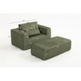 thumbnail image 2 of SEENYOO 62.6" Cloud Couch, Couch for Small Living Room, Modular Deep-Seat Floor Lounge Chair, Oversized All-Foam Corduroy with Ottoman, Compressed Shipping, Easy Assembly, Green, 2 of 16