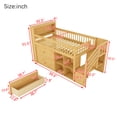 thumbnail image 3 of Twin Low Loft Bed with LED, Bookshelf and Hanging Rod, Wood Playhouse Loft Bed Frame with 2 Drawers, 4 Open Shelves and Storage Staircase for Boys Girls, Natural, 3 of 7