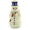 thumbnail image 3 of Polish Pottery 6½-inch Snowman Candle Holder (Mosquito Theme) Hand Painted in Boleslawiec, Poland + Certificate of Authenticity, 3 of 6