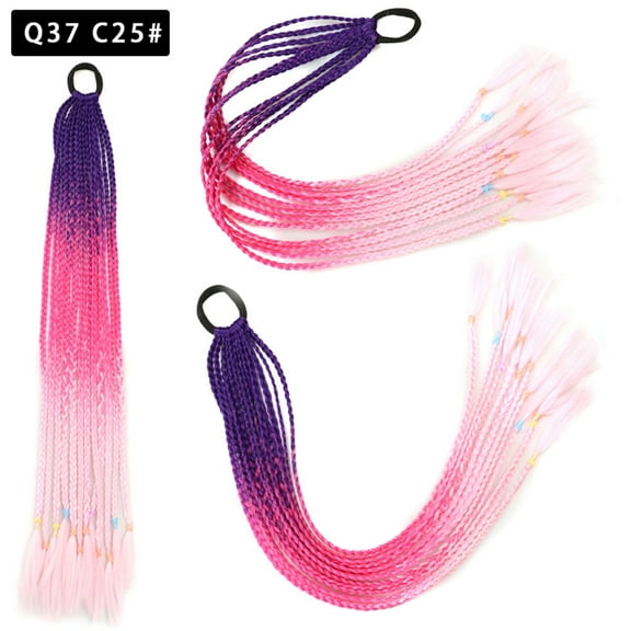XmhyTop 2Pcs Vibrant Multi-Color Braided Ponytail Extensions, Elastic Band Secure Synthetic Hairpieces, Fun Styling for Crazy Hair Day, Women's Fashion Accessories,Y