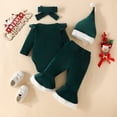 thumbnail image 5 of Coerni Baby Girls My First Christmas Outfits Velvet Long Sleeve Bodysuit+Flared Pants+Headband+Hat 4PCS Xmas Clothes Sets, 5 of 5