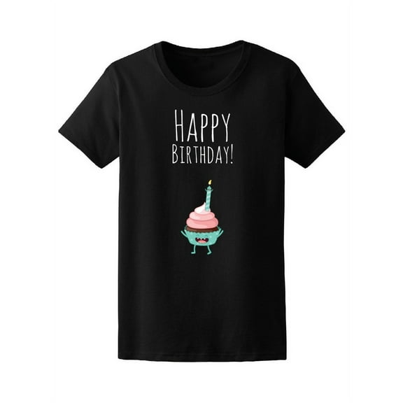Happy Birthday Cupcake Comic T-Shirt Women -Image by Shutterstock, Female Large