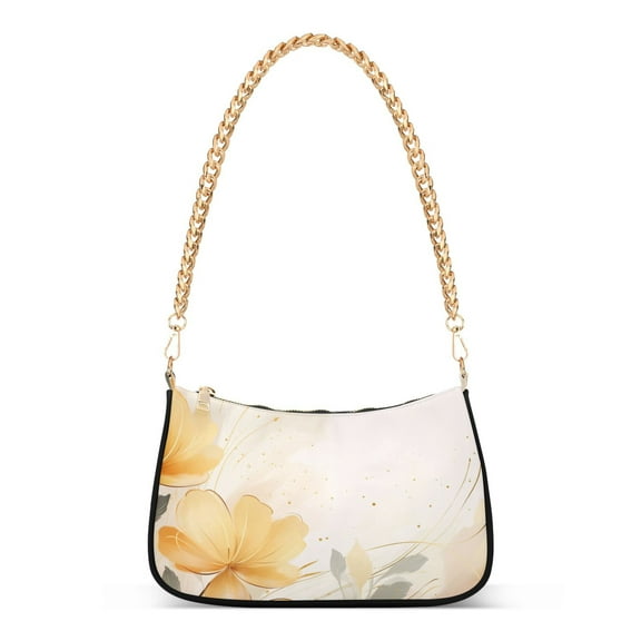 Ryvnso Flower Womens Chain Shoulder Bag Tote Handbags Clutch Hobo Purse with Zipper for Travel