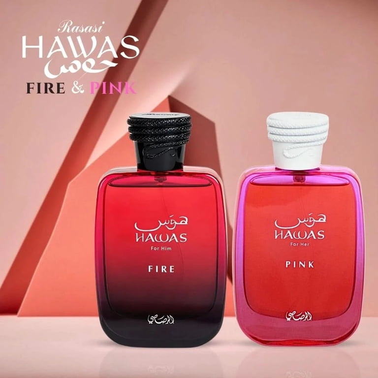 Hawas Fire For Him & Hawas Pink For Her Eau de Parfum Sprays 100ml