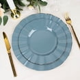 thumbnail image 2 of Balsa Circle 10 Dusty Blue 11" Round Disposable Salad Dinner Plastic Plates Gold Wavy Trim Wedding Party Tableware, 2 of 8