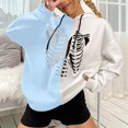 thumbnail image 2 of Jersey de otoño e invierno para mujer, con capucha, estilo punk oscuro, estampado, costura, manga larga, fino, suelto, informal, con cuello encapuchado, suéter, abrigo Pompotops  FGAJ16727, 2 of 5