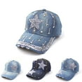 thumbnail image 2 of Jinsinto Women Rhinestone Crystal Baseball Cap Bling Studded Denim Hat Adjustable,1pc, 2 of 2