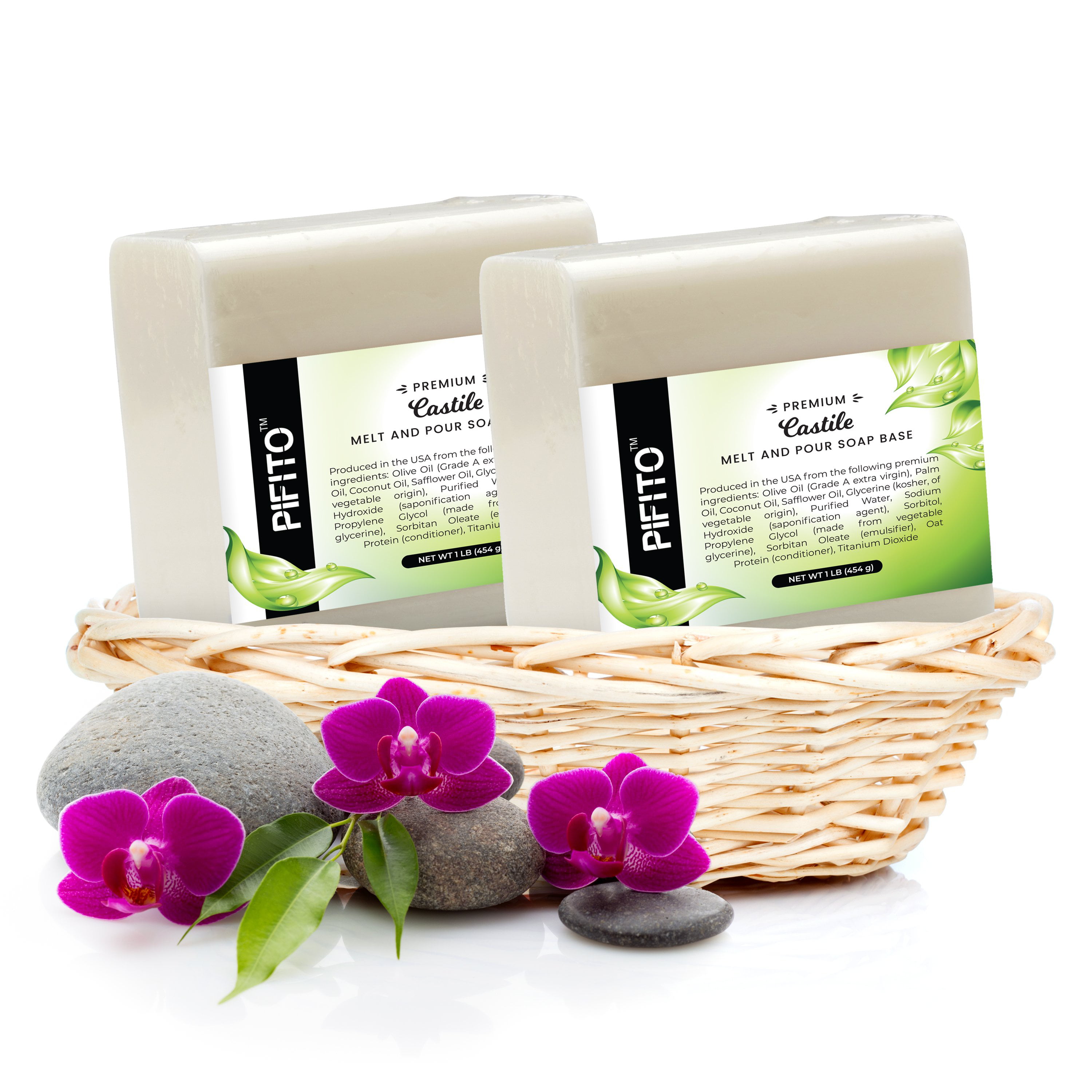 Pifito Castile Melt and Pour Soap Base (2 lb) │ Premium 100% Natural Castile Melt And Pour Soap Base