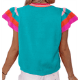 thumbnail image 2 of Suéter Ligero de Punto Holgado con Cuello Redondo Informal de Corta de Verano para Mujer. Azul Pavo Real L, 2 of 7