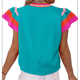 thumbnail image 2 of Suéter Ligero de Punto Holgado con Cuello Redondo Informal de Corta de Verano para Mujer. Azul Pavo Real L, 2 of 7