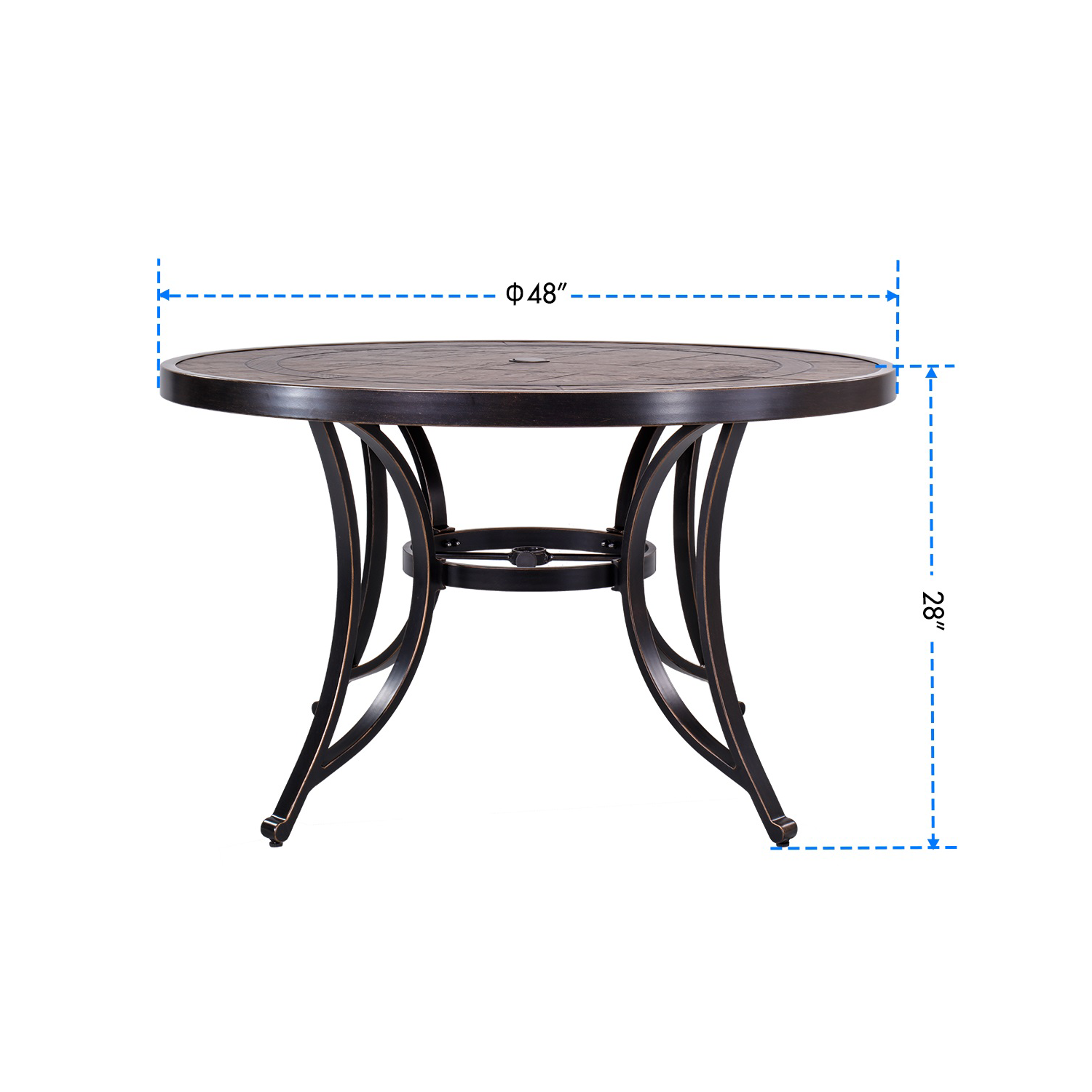 Set of 3 Patio Furniture 48" Round Dining Table Waterproof Rustproof Outdoor Garden Backyard Furniture with 2PCS 360 Degree Rotating Patio Glider Chairs Aluminum Garden Backyard Outdoor Furniture - image 2 of 6