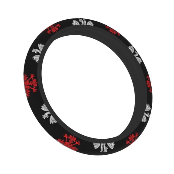 15 Inch Elastic Steering Wheel Cover Polish Flag White Eagle Steering Wheel Cover Universal Neoprene Steering Wheel Covers Protector
