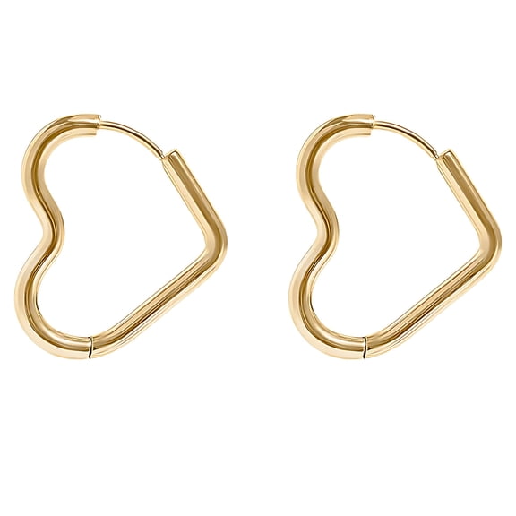 Heart Hoop Earrings for Women by Ginger Lyne Gold Stainless Steel Lightweight Classic Everyday Style