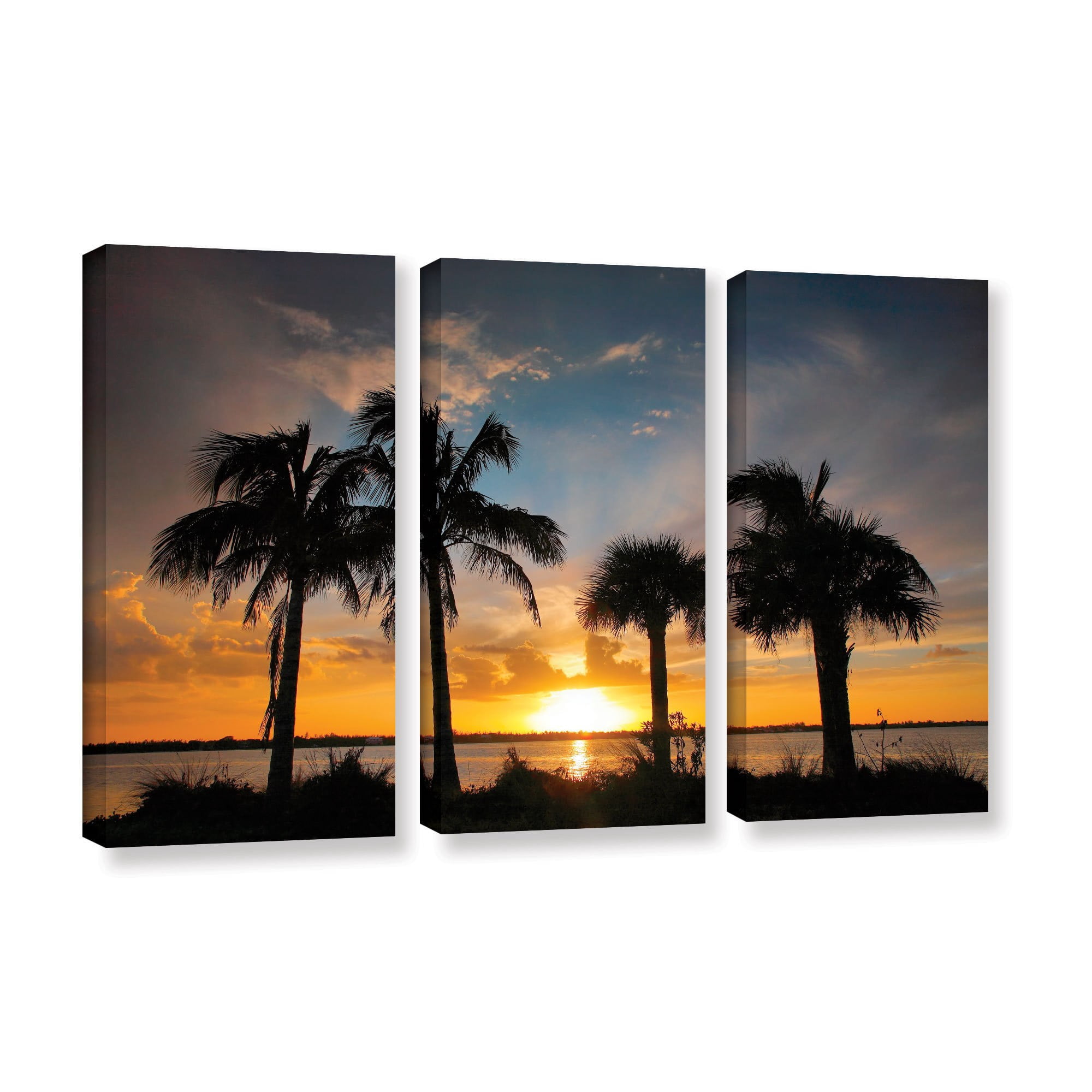 ArtWall Steve Ainsworth "Tropical Sunset" 3-Piece Gallery-wrapped Canvas Set
