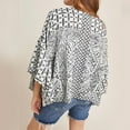 thumbnail image 3 of Aris A Retro Bohemian Black and White Geometric Floral Wide Sleeve Kimono Cardigan, 3 of 3