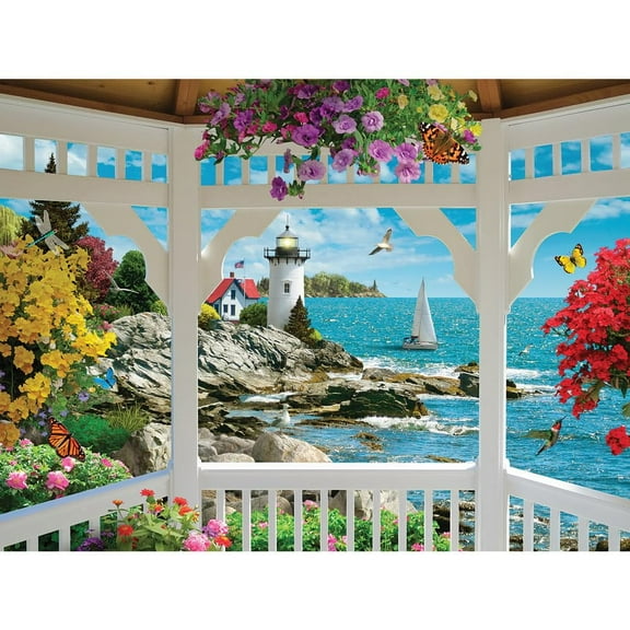 500 Piece Jigsaw Puzzle for Adults “Gazebo View” Ocean View 18" x 24"