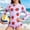 Pink, variant on IVEYRTF Girls One Piece Swimsuit Strawberry Print Half Zip for Summer Beach Vacation Pool Parties Water Activities Cute Comfort Swimwear(Pink,5-6 Years)