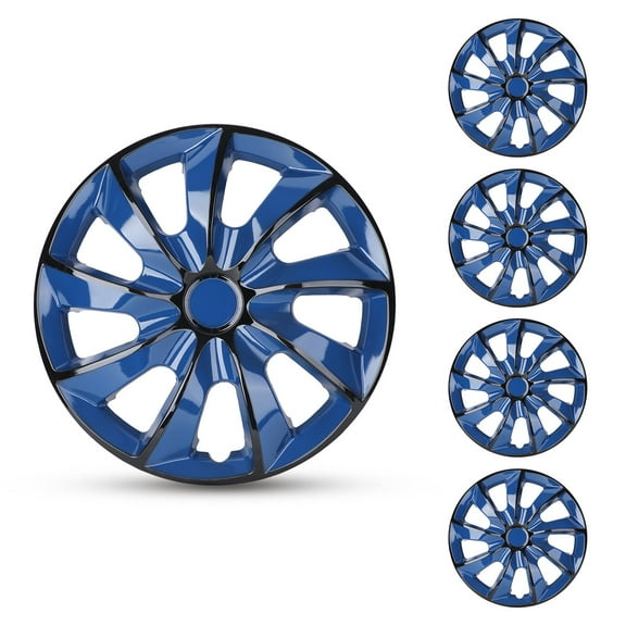 (4 pack) Hubcap Wheel Cover Replacement 15" Hub Caps Universal Wheel Rim Cover ABS Material Exterior Accessories Snap On Car Truck SUV -15-Inch, Black & Blue