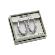 Brilliance Fine Jewelry Sterling Silver Purple Crystal Hoop Earrings