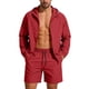 thumbnail image 1 of Chaqueta de Sudadera con Cremallera de Manga Larga con Capucha de Color Sólido para Hombre con Pantalones Cortos de Seda de Hielo Y Ropa Protectora Solar para Uso Diario Al Aire Libre, 1 of 9